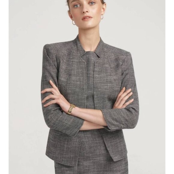 Anne Klein Jackets & Blazers - Anne Klein Stand Collar Tweed Jacket Blazer